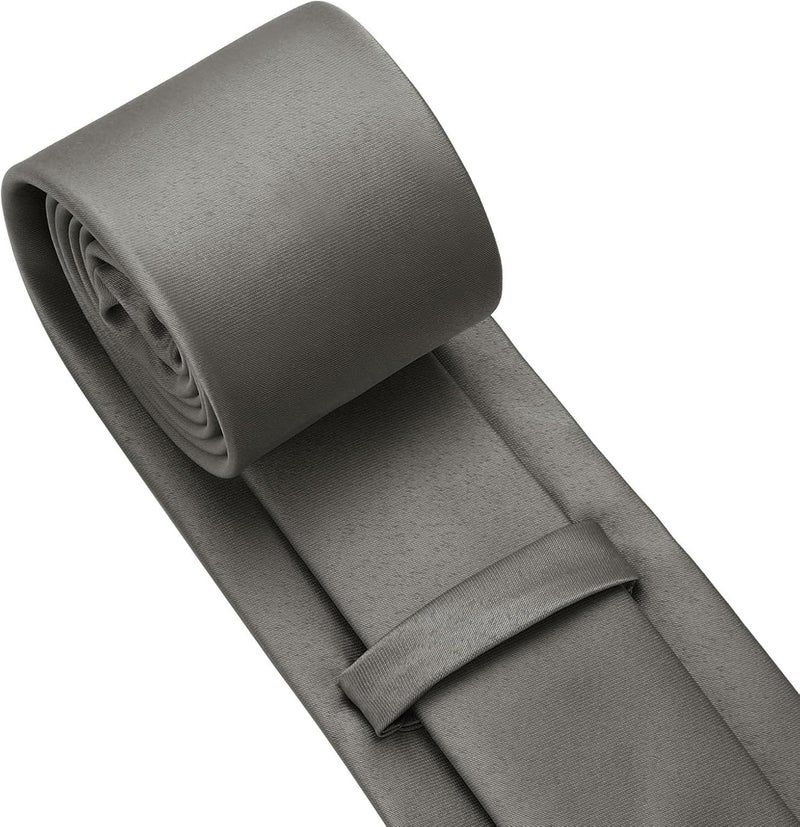 pensee Men's Tie Set Solid Pure Color 3.15" (8CM) Classic Formal Plain Necktie and Pocket Square Set For Men - Image 5